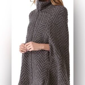 NWT L'Agence Herringbone Poncho Cape- Gray/ Size XS/Small